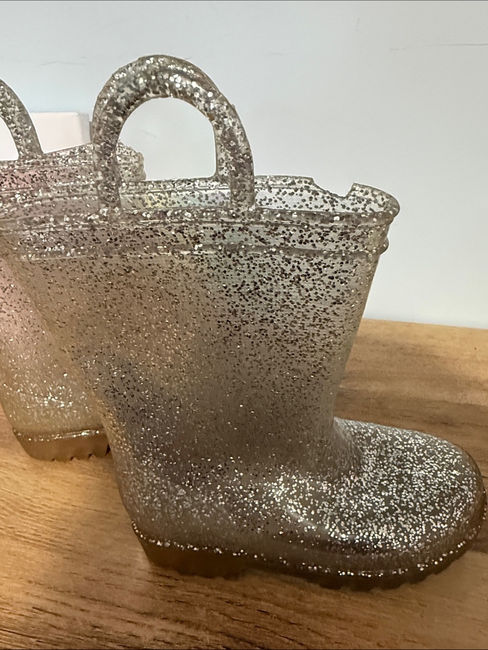 Falls Creek Silver Glitter Kids' Rain Boots